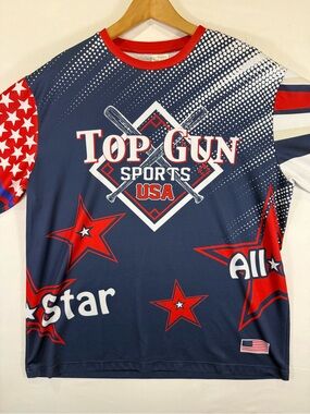 Top Gun Sports USA Men's Navy & Red Athletic Jersey